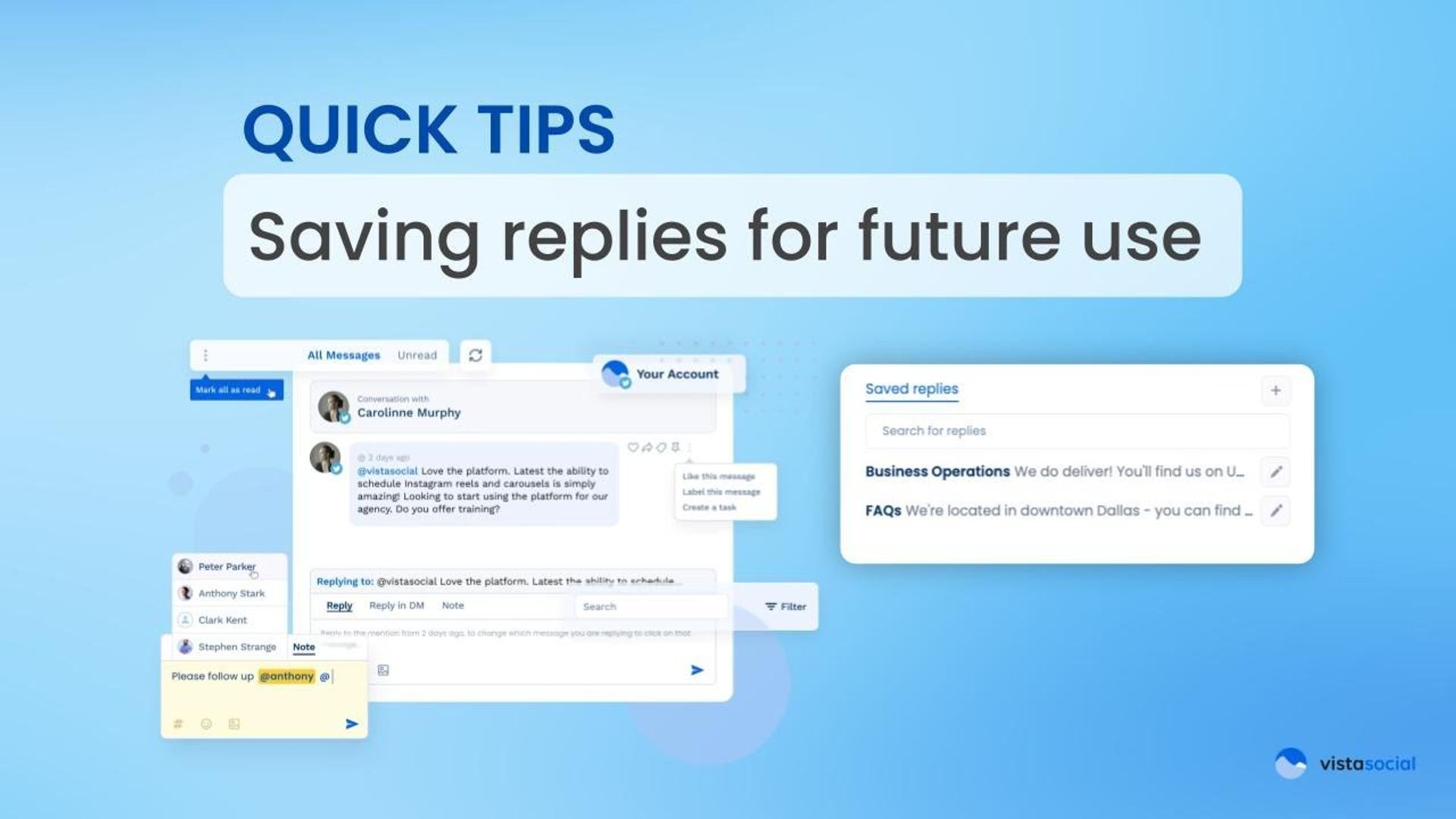 Saving replies in Vista Social so you can reuse them in the future