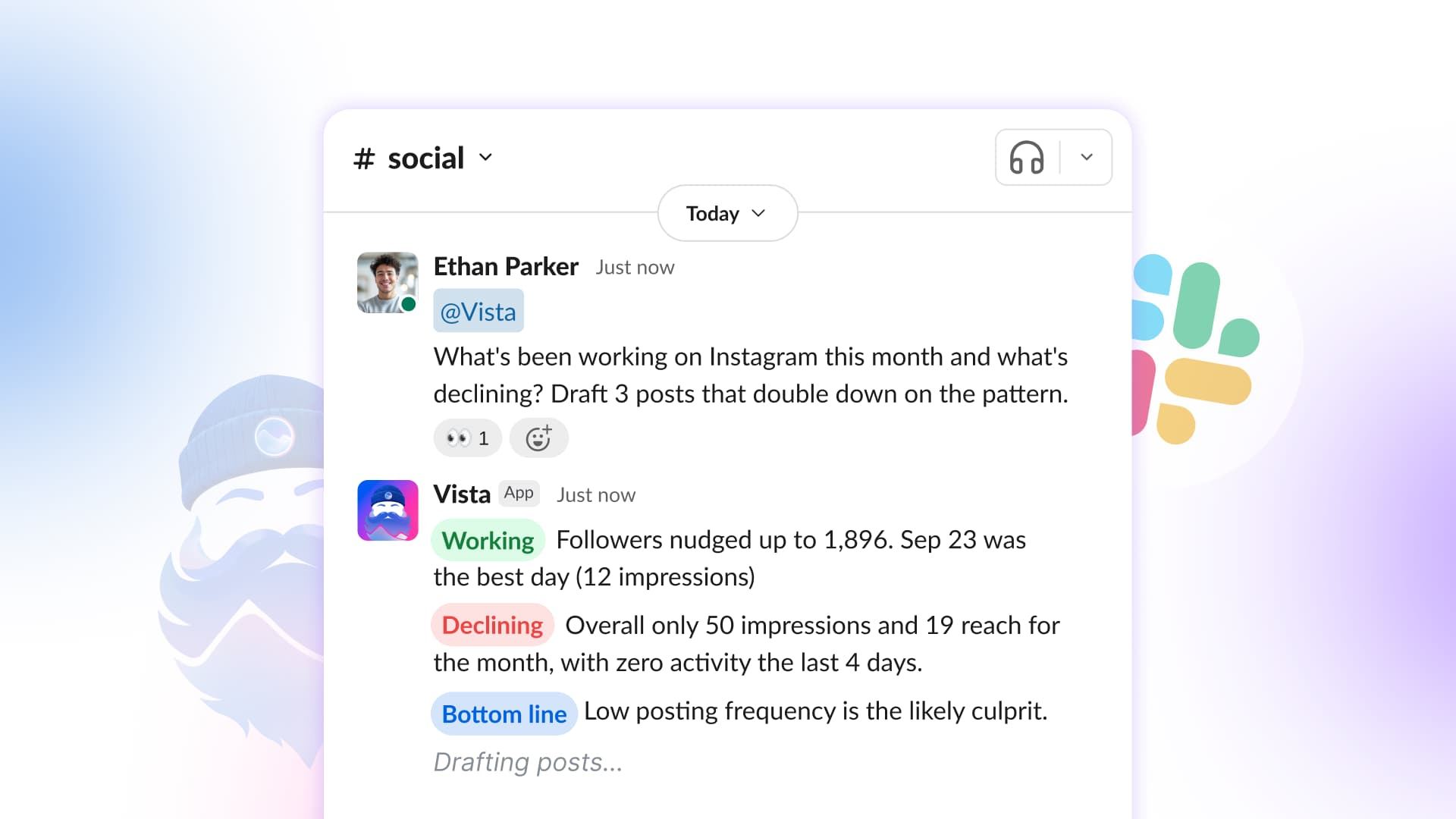 Ask Vista in Slack: The AI Agent for Social Media Teams