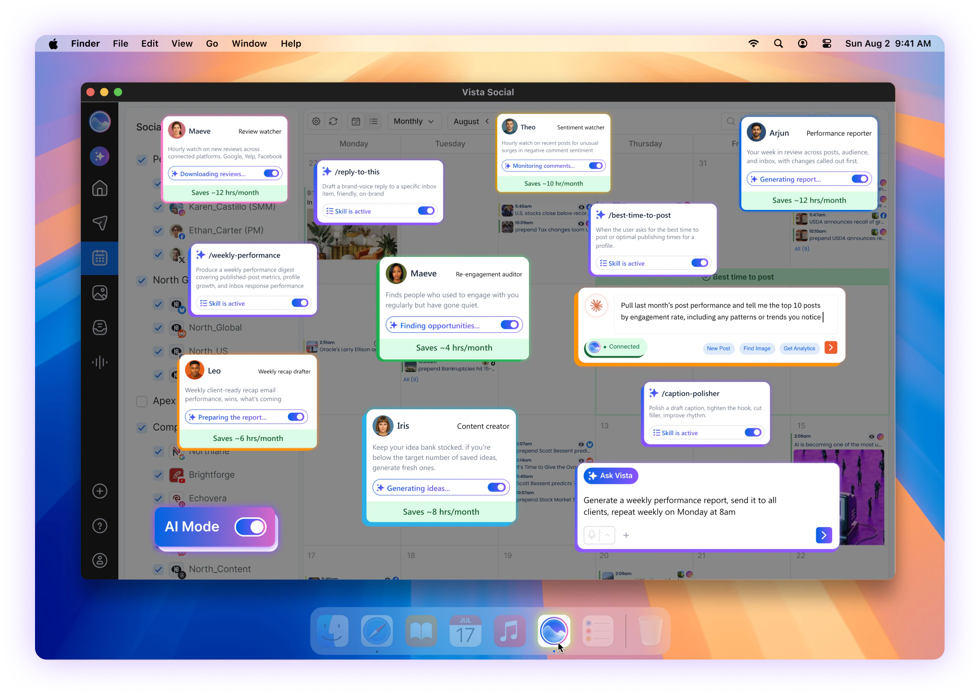 Vista Social on desktop for Mac and Windows Apple